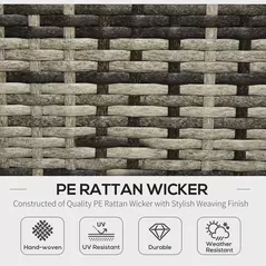 Outsunny Rattan Garden Sofa Set, 4-Seater Wicker Sectional for Garden, Grey - 4
