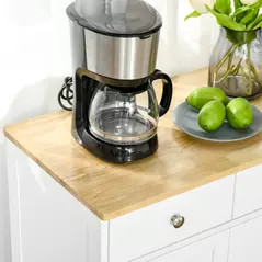 HOMCOM Kitchen Floor Cabinet Side Storage Cupboard Multi-use Sideboard Table with Solid Wood Top, Adjustable Shelf,Drawer for Dining Room, Living Room,Hallway - 9