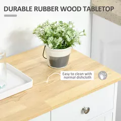 HOMCOM Kitchen Floor Cabinet Side Storage Cupboard Multi-use Sideboard Table with Solid Wood Top, Adjustable Shelf,Drawer for Dining Room, Living Room,Hallway - 5