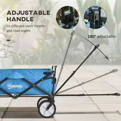 Outsunny 90L Festival Trolley on Wheels, Folding Camping Trolley Cart with Adjustable Handle, Portable for Outdoor, Garden, Shopping, Fishing, Blue - 5