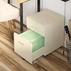 Vinsetto 2-Drawer Locking Office Filing Cabinet w/ 5 Wheels Rolling Storage Hanging A4 Cupboard Home Organisation, Oak Wood Grain - 1