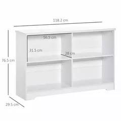 HOMCOM Wooden Cube Bookcase, 2 Tier Open Storage Shelving Unit with 4 Compartments, Freestanding Display Bookshelf for Home Office Living Room Furniture, 118 x 29 x 76cm, White - 3
