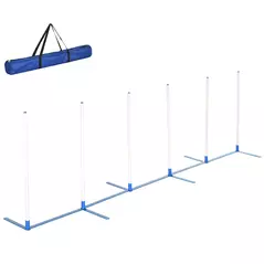 PawHut Dog Agility Equipment Training Adjustable Obstacle Course Set with 6 Weaves Poles Storage Bag for Pet Outdoor Games Exercise - 1