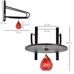 HOMCOM Wall-mounted Punching Ball Height Adjustable Hanging Speedball Platform Set Frame Stand Boxing Sports - 3