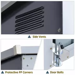 Outsunny 3.2 x 5.1ft Corrugated Steel Two-Bin Storage Shelter - Black - 6