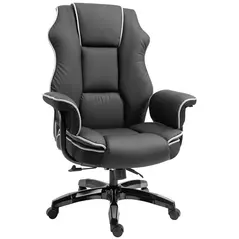 Vinsetto Faux Leather Executive Office Chair, with Contrast Piping - Black/White - 1