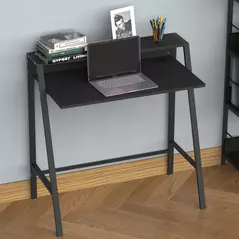 HOMCOM Writing Desk Computer Table Home Office PC Laptop Workstation Storage Shelf 84L x 45W cm Black - 9