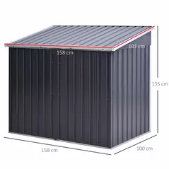 Outsunny 3.2 x 5.1ft Corrugated Steel Two-Bin Storage Shelter - Black - 3
