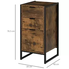 HOMCOM Bedroom Chest of Drawers, Industrial 3-Drawer Dresser, Storage Drawers Unit with Metal Frame for Living Room, Rustic Brown - 2