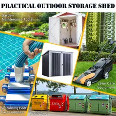Outsunny 3.2 x 5.1ft Corrugated Steel Two-Bin Storage Shelter - Black - 7