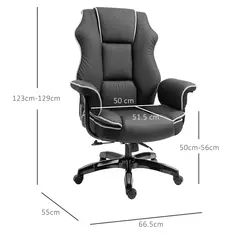 Vinsetto Faux Leather Executive Office Chair, with Contrast Piping - Black/White - 3
