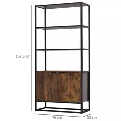 HOMCOM Industrial Bookshelf, Storage Shelf, Large Bookcase with 3 Open Shelves, Multifunctional Rack for Living Room, Office, Rustic Brown and Black - 3