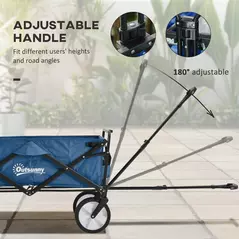 Outsunny 90L Festival Trolley on Wheels, Folding Camping Trolley Cart with Adjustable Handle, Portable for Outdoor, Garden, Shopping, Fishing, Navy Blue - 5