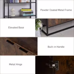 HOMCOM Industrial Bookshelf, Storage Shelf, Large Bookcase with 3 Open Shelves, Multifunctional Rack for Living Room, Office, Rustic Brown and Black - 6