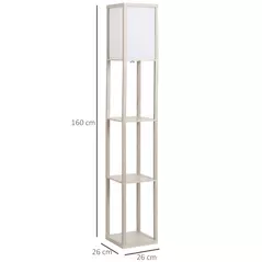 HOMCOM 3-Tier Floor Lamp, Floor Light with Storage Shelf, Reading Standing Lamp with Acrylic Shade for Living Room, Bedroom, Kitchen, Dining Room, Office, Dorm, 160cm, Oak - 3