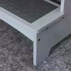 HOMCOM Kids Wooden Step Stool Kitchen Helper w/ Non-Slip Panels Handles Child Toddler Home Help 3 - 8 Yrs Grey - 8