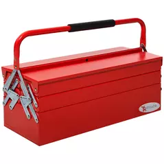 DURHAND Metal Tool Box 3 Tier 5 Tray Professional Portable Storage Cabinet Workshop Cantilever Toolbox with Carry Handle, 56cmx20cmx34cm, Red - 1