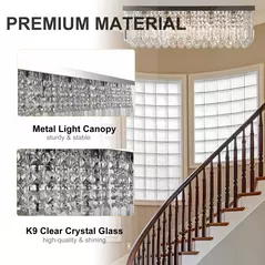 HOMCOM Modern Crystal Ceiling Light Square Crystal Chandelier for Living Room, Dining Room, Hall, E14 Base, Silver, 80 x 25 x 23cm - 4