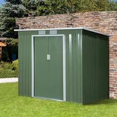 Outsunny 7 x 4ft Galvanised Steel Garden Shed, with Foundation Kit - Green - 2