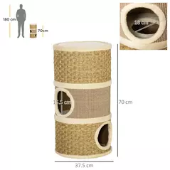 PawHut Cat Scratching Barrel Kitten Tree Tower for Indoor Cats Pet Furniture Climbing Frame Covered with Sisal and Seaweed Rope Cozy Platform Soft Plush - 3