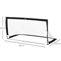 HOMCOM Set of 2 Football Goal Net 6 x 3 ft Foldable Outdoor Sport Training Teens Adults Football with Carrying Bag Black - 3
