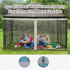 Outsunny 302 x 207cm Universal Replacement Mesh Sidewall Netting for Patio Gazebos and Canopy Tents, (Sidewall Only) Cream White - 5