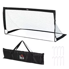 HOMCOM Set of 2 Football Goal Net 6 x 3 ft Foldable Outdoor Sport Training Teens Adults Football with Carrying Bag Black - 8
