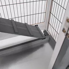 PawHut Wooden Indoor Rabbit Hutch Guinea Pig House Bunny Small Animal Cage W/ Wheels Enclosed Run 110 x 50 x 88 cm, Grey - 9