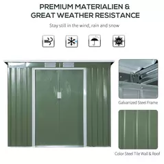 Outsunny 7 x 4ft Galvanised Steel Garden Shed, with Foundation Kit - Green - 4