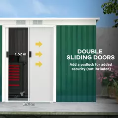 Outsunny 9ft x 4ft Metal Garden Shed, Outdoor Tool House with Foundation Kit, Ventilations and Double Doors, Deep Green - 5