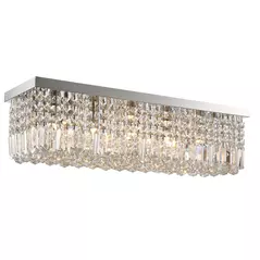 HOMCOM Modern Crystal Ceiling Light Square Crystal Chandelier for Living Room, Dining Room, Hall, E14 Base, Silver, 80 x 25 x 23cm - 1
