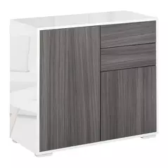 HOMCOM High Gloss Frame Sideboard, Side Cabinet, Push-Open Design with 2 Drawer for Living Room, Bedroom, Grey - 1