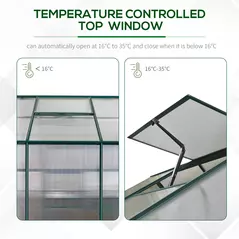 Outsunny 6x6 FT Polycarbonate Greenhouse with Base and Raised Bed, Walk-in Greenhouse with Aluminium Frame, Temperature Controlled Window, Foundation for Plants, Flowers, Vegetable - 6