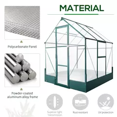 Outsunny 6x6 FT Polycarbonate Greenhouse with Base and Raised Bed, Walk-in Greenhouse with Aluminium Frame, Temperature Controlled Window, Foundation for Plants, Flowers, Vegetable - 4
