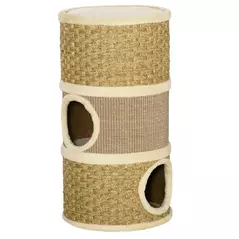 PawHut Cat Scratching Barrel Kitten Tree Tower for Indoor Cats Pet Furniture Climbing Frame Covered with Sisal and Seaweed Rope Cozy Platform Soft Plush - 1