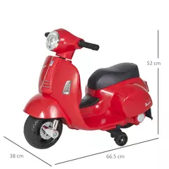 HOMCOM Vespa Licensed 6V Kids Electric Motorbike Ride On Motorcycle  Battery Powered for 18-36 Months with Horn Light Red - 3