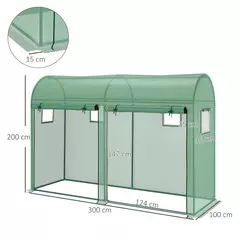 Outsunny Walk-in Greenhouse, Tomato Greenhouse with Double Doors & 4 Windows, Garden Plant Growth Green House with PE Cover, Steel Frame, Green, 3 x 1 x 2 m - 3