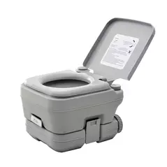 HOMCOM 10L Plastic Portable Toilet - Grey - 1