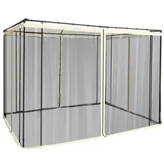 Outsunny 302 x 207cm Universal Replacement Mesh Sidewall Netting for Patio Gazebos and Canopy Tents, (Sidewall Only) Cream White - 1