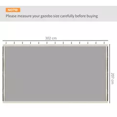 Outsunny 302 x 207cm Universal Replacement Mesh Sidewall Netting for Patio Gazebos and Canopy Tents, (Sidewall Only) Cream White - 3