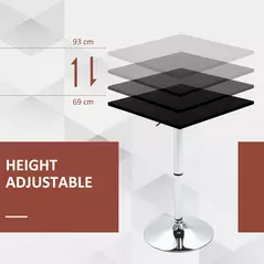HOMCOM Modern Height Adjustable Counter Bar Table with 360° Swivel Tabletop and Electroplating Metal Base, Pub Desk for Living Room, Kitchen, Restaurant, Pub, Black and Silver - 4