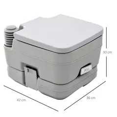 HOMCOM 10L Plastic Portable Toilet - Grey - 3