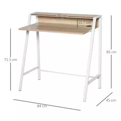 HOMCOM Writing Desk Computer Table Home Office PC Laptop Workstation Storage Shelf 84L x 45W cm White and Oak - 3