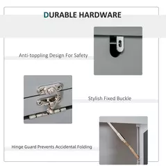 HOMCOM Folding Convertible Desk with Blackboard Multi-function Computer Office Workstation Side Shelf for Home Office, Grey - 7