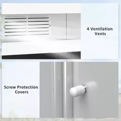 Outsunny 9ft x 4ft Metal Garden Shed, Outdoor Tool House with Foundation Kit, Ventilations and Double Doors, Deep Green - 7