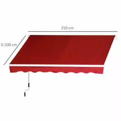 Outsunny Manual Retractable Patio Awning Shelter UV Protection, 2.5mx2m - 3
