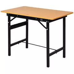 HOMCOM 100 cm Foldable Garage Work Bench, Craft Table MDF Workstation, Heavy-duty Steel Frame with Ruler, Protractor - 1