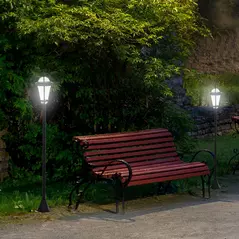 Outsunny 2 PCS 1.3M Garden Solar Lamp Post Lights Solar Powered LED Lantern Patio Pathway Walkway Outdoor Water-Resist Auto Switch 6 Hours Black - 2