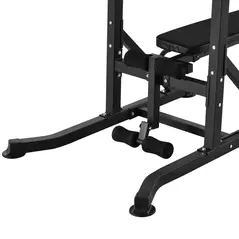 HOMCOM Pull Up Station with Adjustable Weight Bench, Dip Station and Barbell Rack, Multi-Function Power Tower Free Standing Pull Up Bar for Home Gym - 9