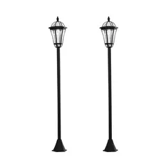 Outsunny 2 PCS 1.3M Garden Solar Lamp Post Lights Solar Powered LED Lantern Patio Pathway Walkway Outdoor Water-Resist Auto Switch 6 Hours Black - 1